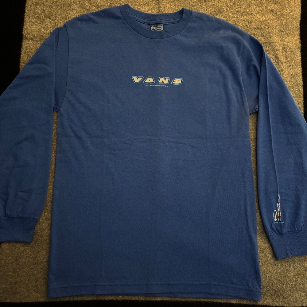 VANS Vintage "Incorporated Since 1966" Blue L/S T-Shirt MEDIUM skate skateboard